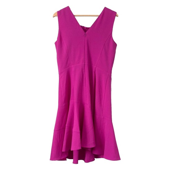 Covington Sleeveless Cocktail Midi Dress Fuchsia Pink Knee Length Flare Size 10 - Picture 7 of 9